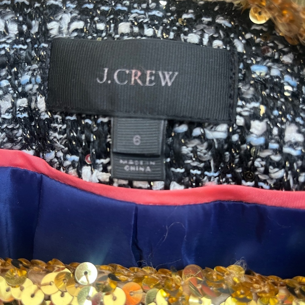 J. Crew Lady Day Jacket Metallic Sequin Tweed - Picture 4 of 12
